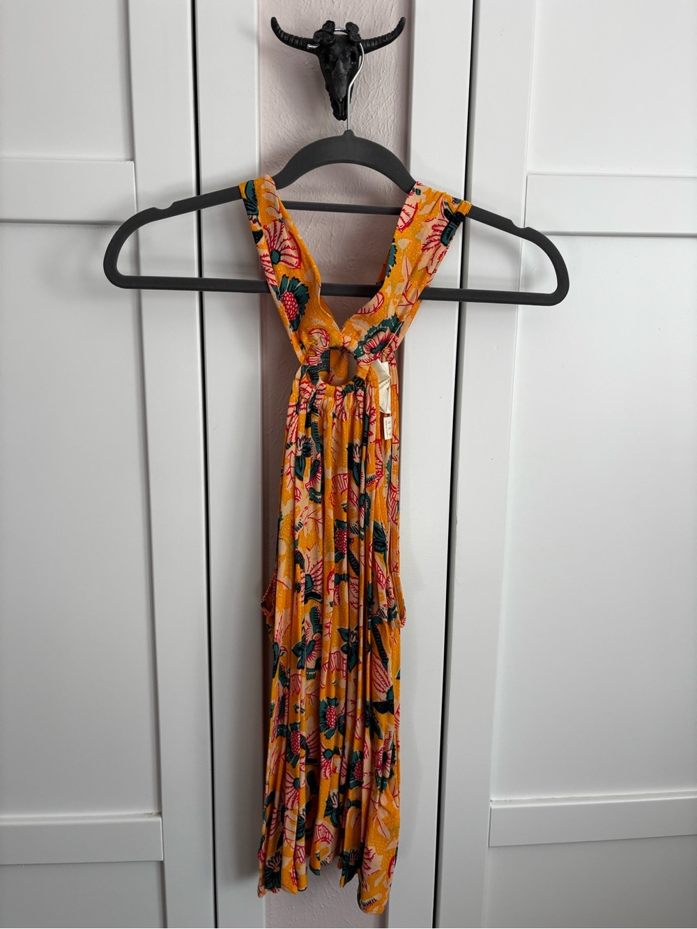 Maeve Yellow Floral Halter Maxi with Ring Detail